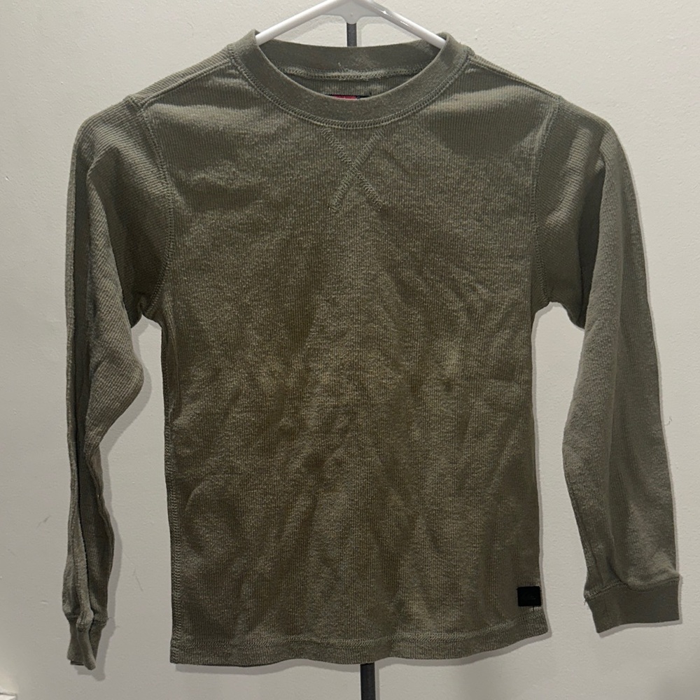 Boys Quiksilver Olive Green Long Sleeve Shirt Size L 7